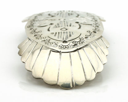 Navajo Hair Clip Barrette .925 Silver Hand Stamped Artist Signed C Montoya C80s