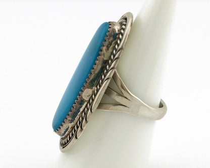 Navajo Ring 925 Silver Natural Blue Turquoise Artist Signed M Begay C.80s