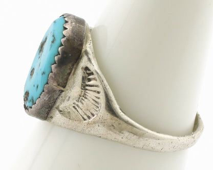 Zuni Ring .925 Silver Natural Blue Turquoise Native American Artist C.1980's