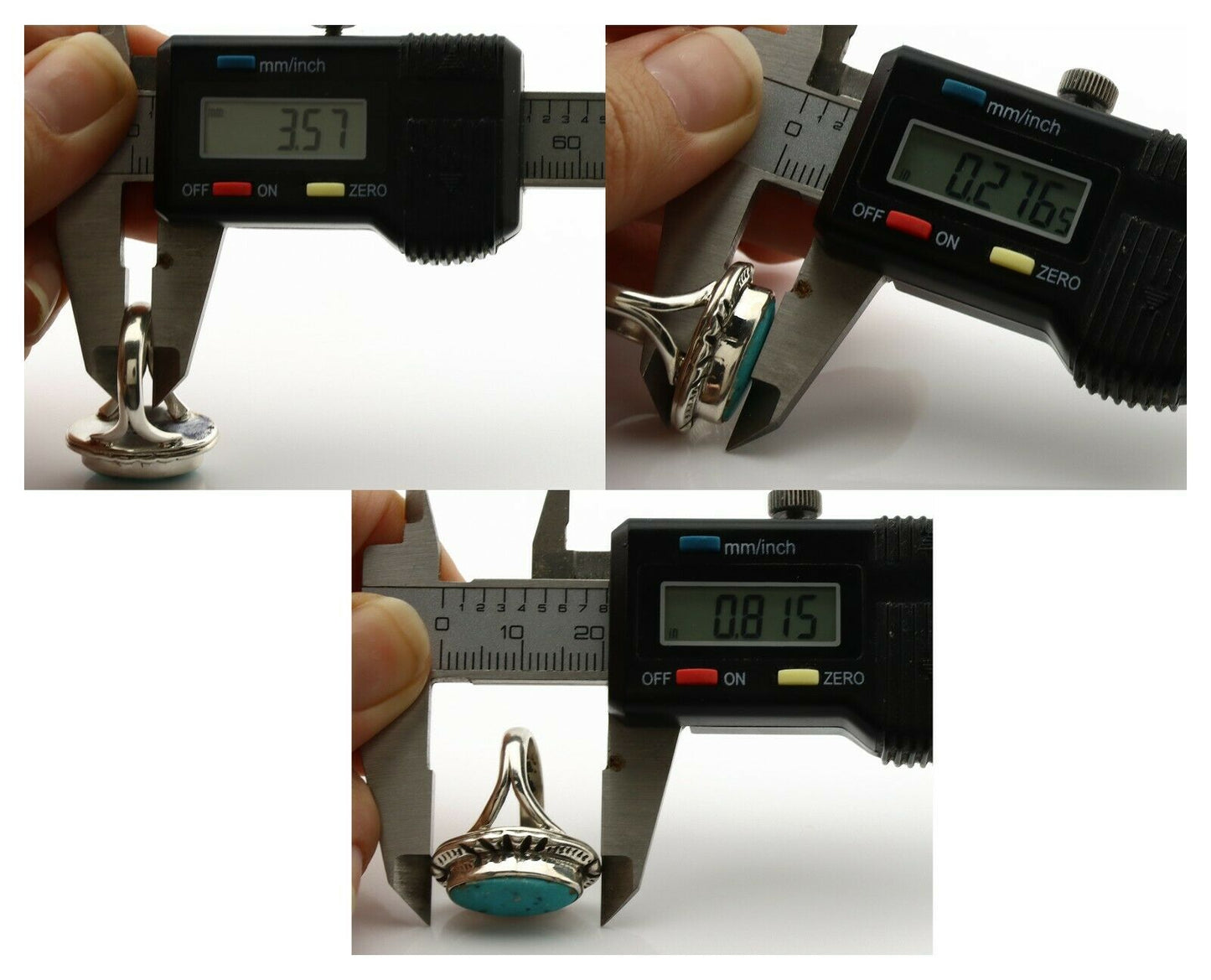 Navajo Ring .925 Silver Natural Mined Turquoise Artist Signed Gecko C.80's