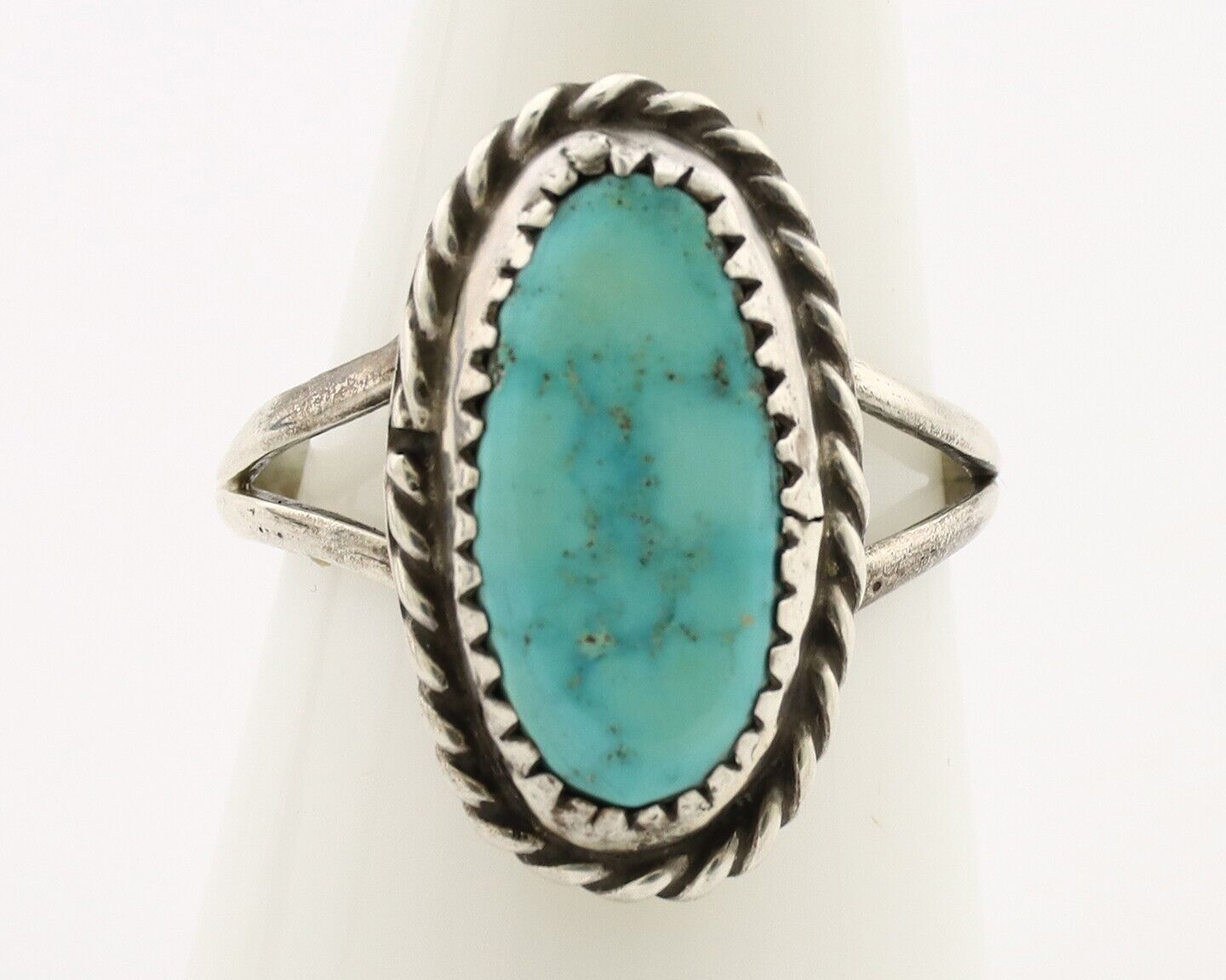 Navajo Handmade Ring 925 Silver Kingman Turquoise Artist Signed MC C.80's