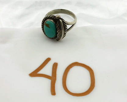 Navajo Ring .925 Silver Kingman Turquoise Artist Signed Sun C.1980's