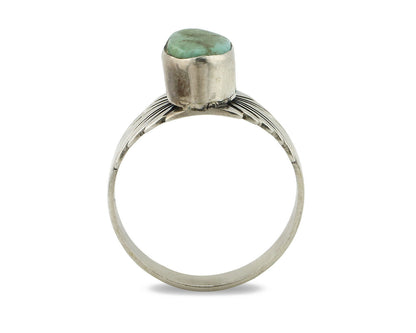 Navajo Ring .925 Silver Kingman Turquoise Artist Signed Apache C.80's