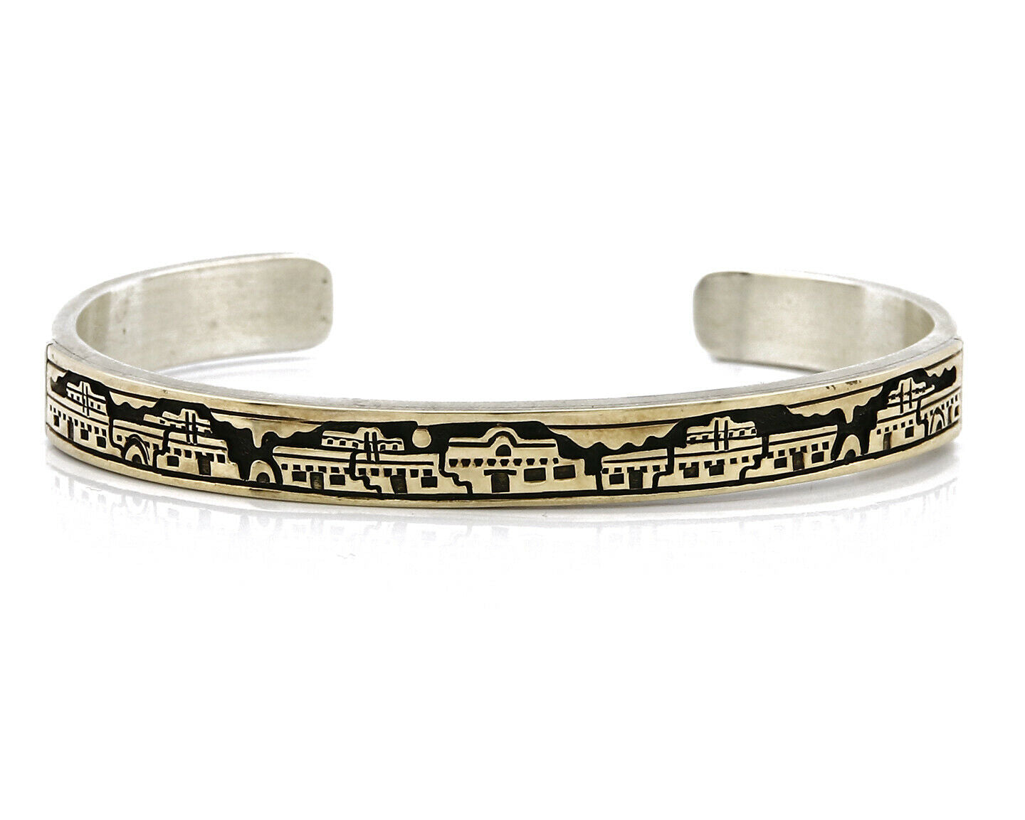 Women's Navajo Bracelet 14k SOLID Gold & .925 Silver Artist MM Rogers & Begay