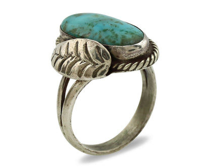 Navajo Ring .925 Silver Blue Turquoise Native American Artist C.1980's