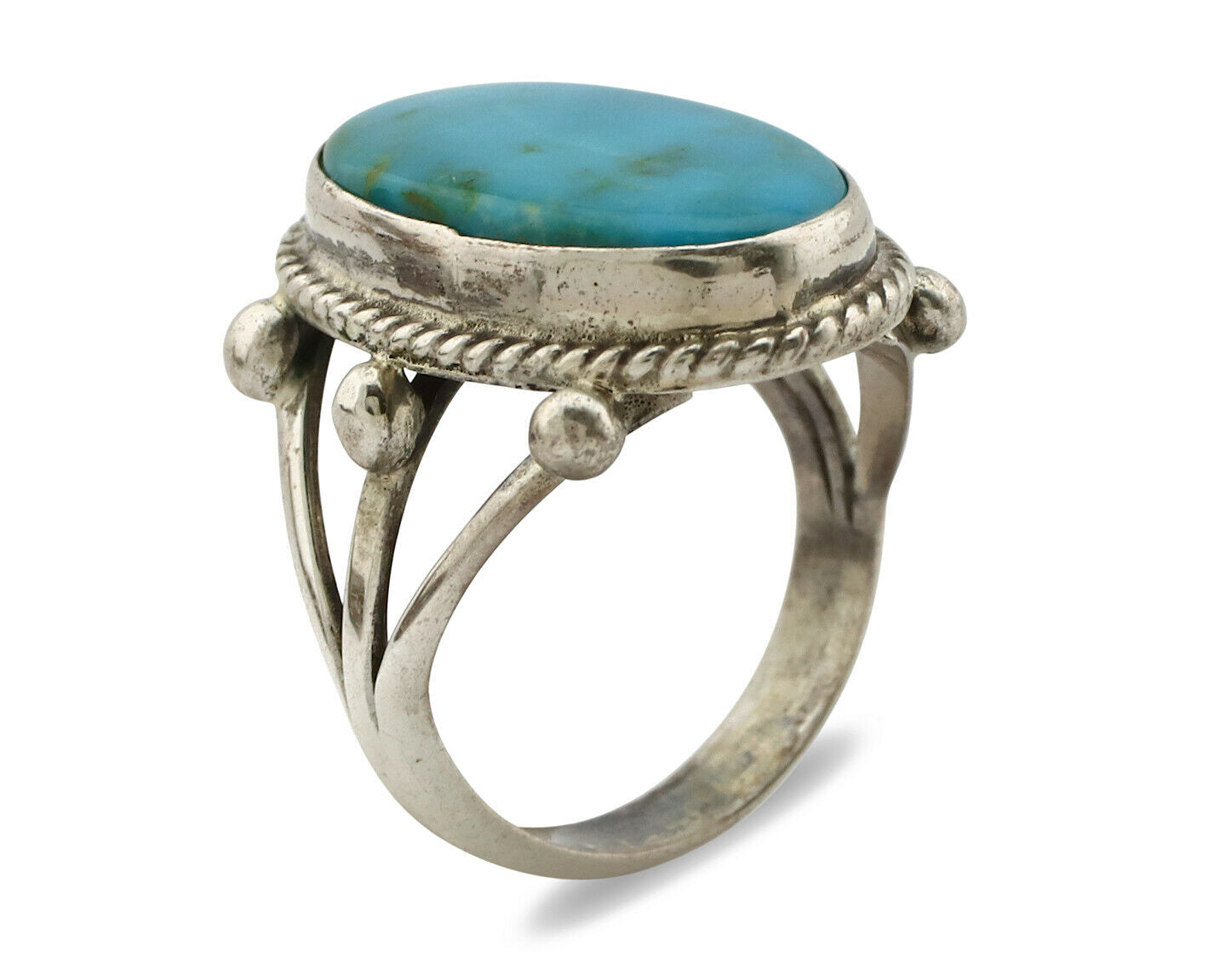 Navajo Ring .925 Silver Blue Southwest Turquoise Native American Artist C80s
