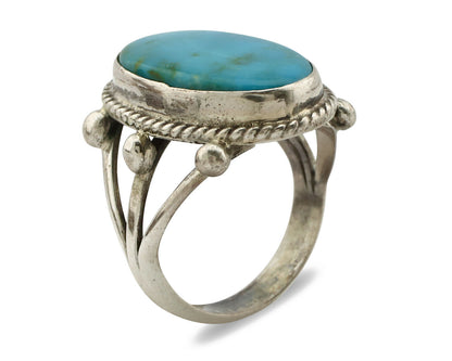 Navajo Ring .925 Silver Blue Southwest Turquoise Native American Artist C80s