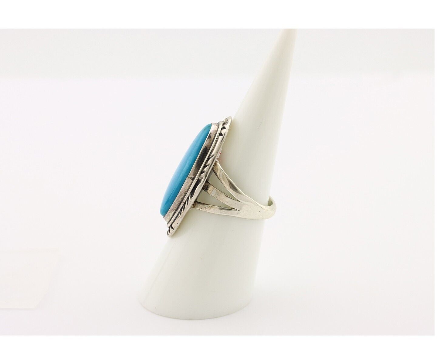 Navajo Ring 925 Silver Blue Gem Turquoise Native American Artist C.80's