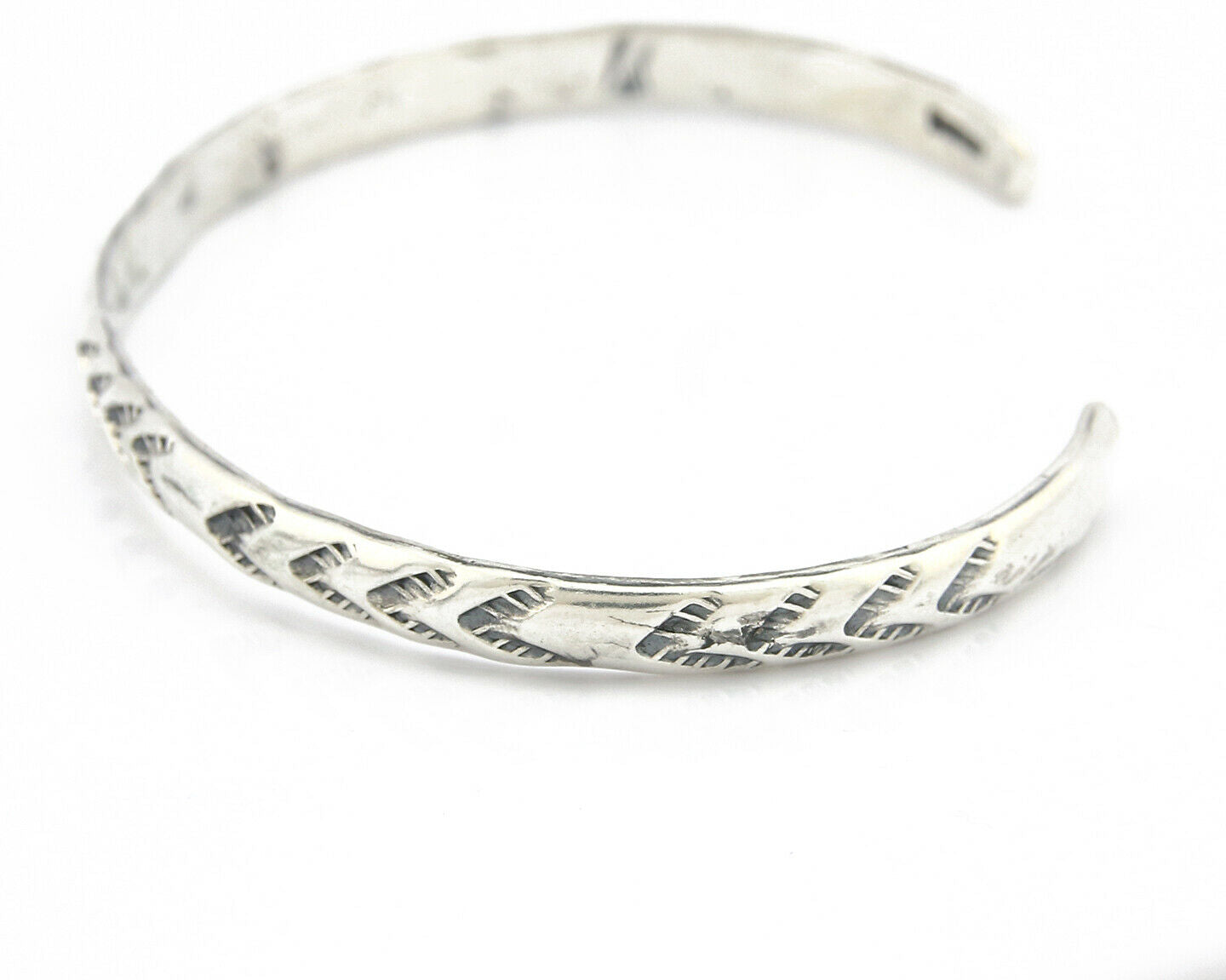 Navajo Bracelet .925 Silver Hand Stamped Arrow Head Artist I Montoya C.80's