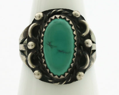 Navajo Ring .925 Silver Blue Turquoise Artist Signed F C.1980's