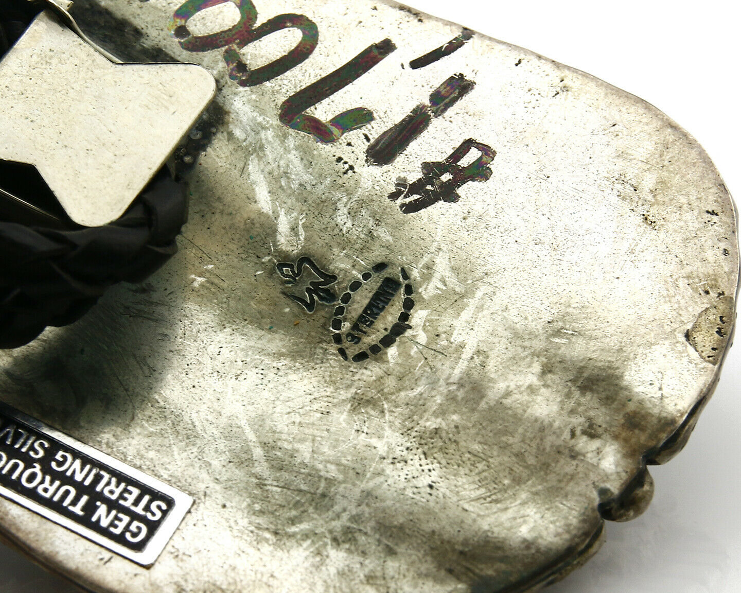 Navajo Turquoise Bolo Tie .925 Silver Spiderweb Turquoise Artist Signed Montoya