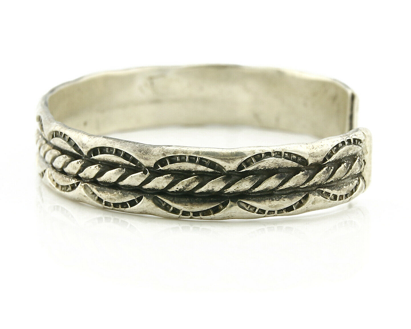 Navajo Bracelet .925 Silver Handmade Hand Stamped Signed Artist C Montoya C.80's