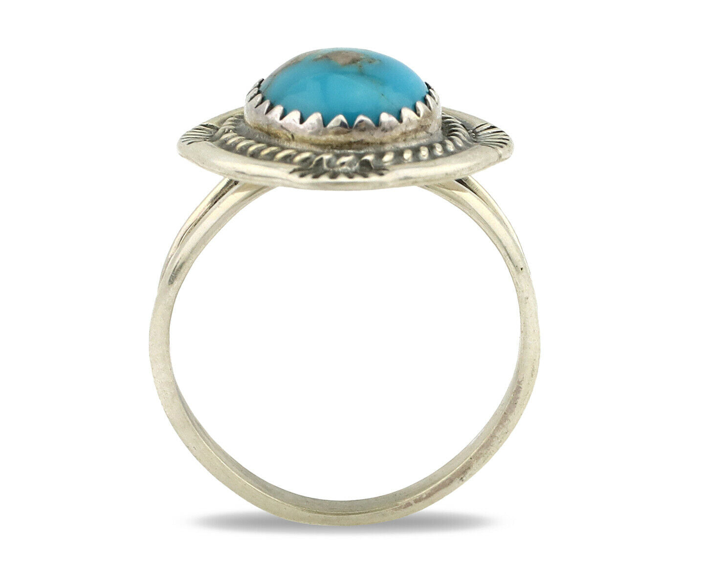 Navajo Ring .925 Silver Blue Southwest Turquoise Native Artist C.1980's