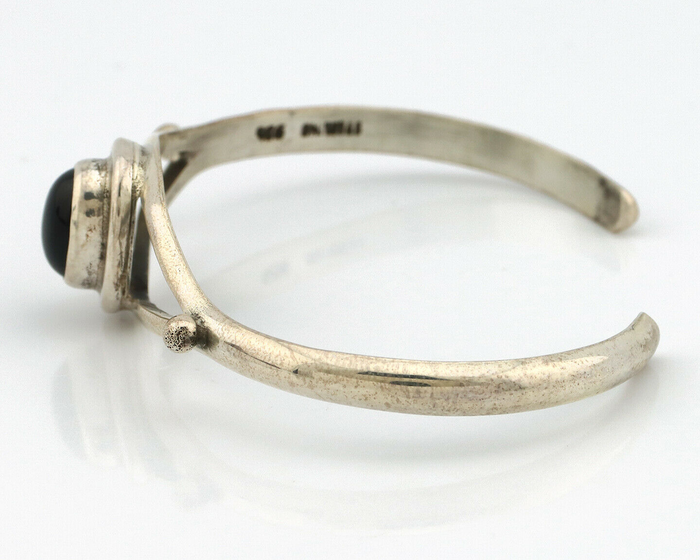 Navajo Bracelet .925 Silver Natural Black Onyx Native American Artist C.90's