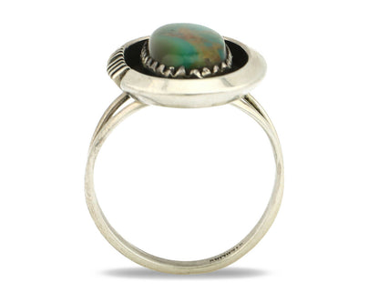 Navajo Ring .925 Silver Kingman Turquoise Native American Artist C.1980's