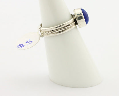 Navajo Ring 925 Silver Lapis Hand Stamped Native American Artist C.80's