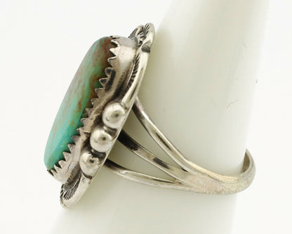 Navajo Ring .925 Silver Kingman Turquoise Artist Signed A C.1980's