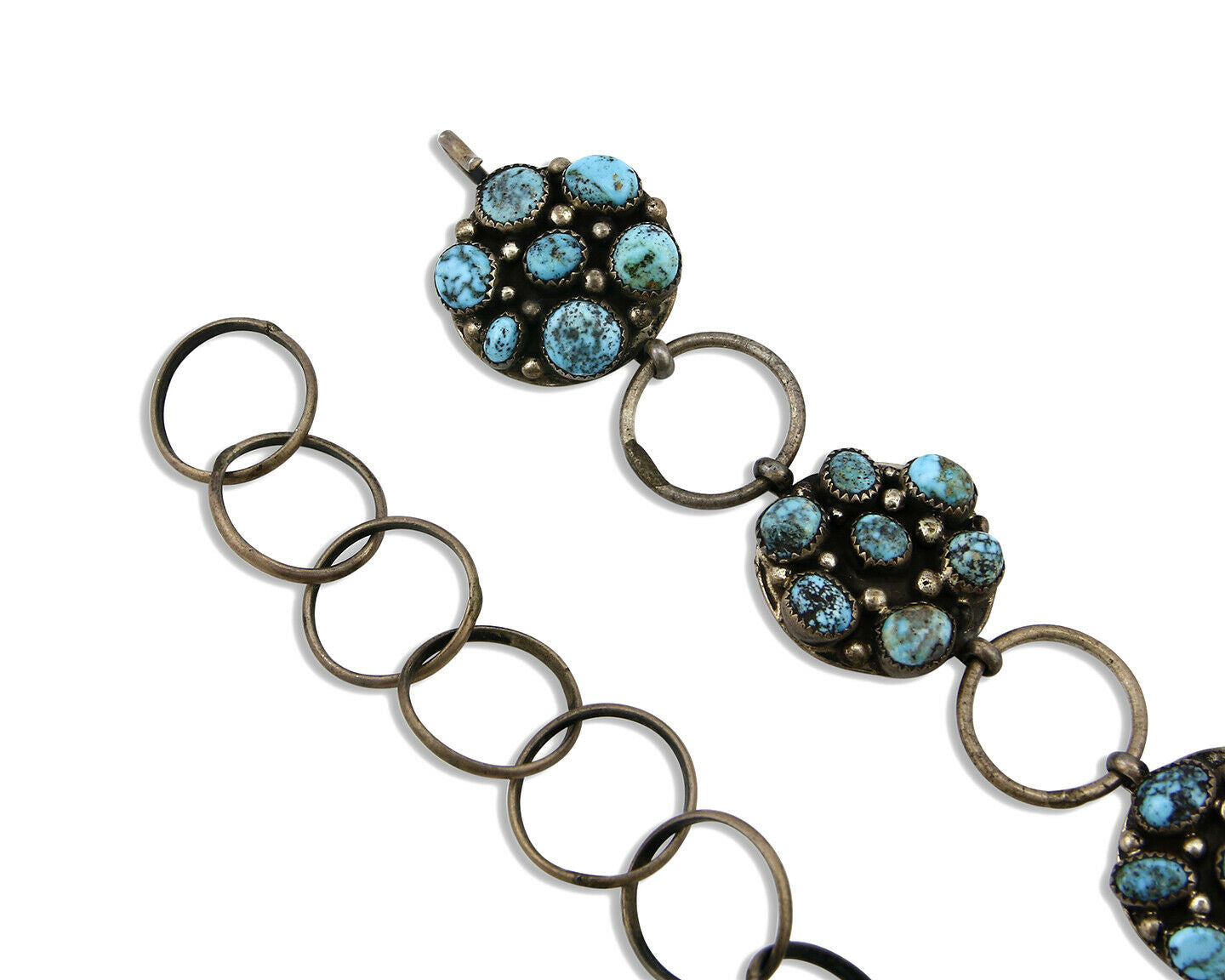 Navajo Concho Belt .925 Silver Rare Gleeson Turquoise Artist Native C. 80's