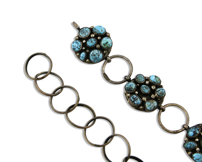 Navajo Concho Belt .925 Silver Rare Gleeson Turquoise Artist Native C. 80's