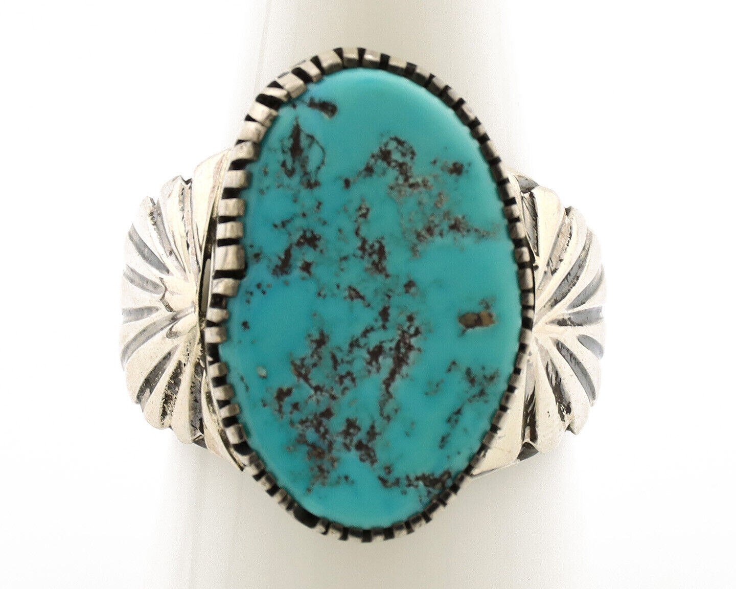 Navajo Ring .925 Silver Sleeping Beauty Turquoise Artist Signed DK C.80's