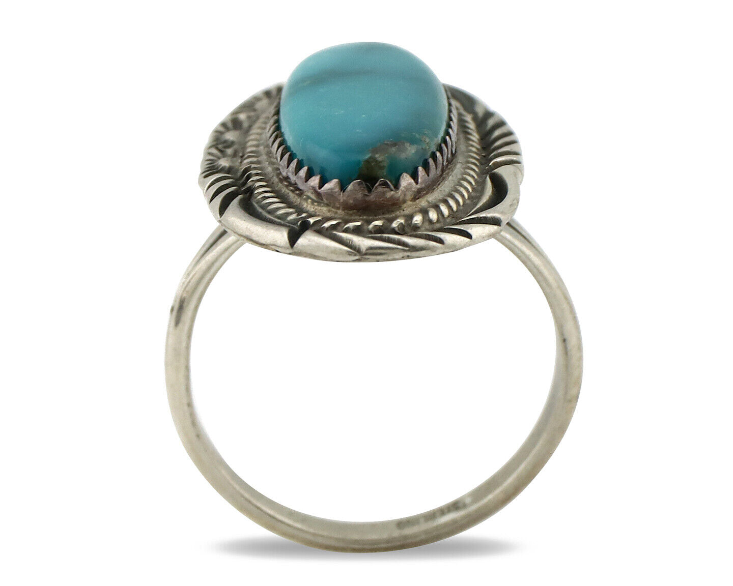 Navajo Ring 925 Silver Natural Blue Turquoise Native American Artist C.1980's