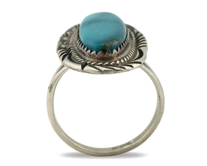 Navajo Ring 925 Silver Natural Blue Turquoise Native American Artist C.1980's