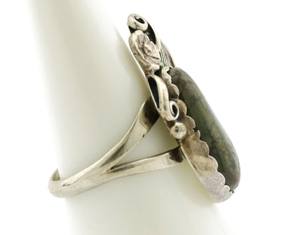 Navajo Ring .925 Silver Spiderweb Turquoise Native American Artist C.1980s