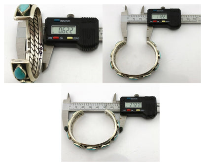 Navajo Bracelet .925 Silver Gem Kingman Turquoise Artist Signed AY 80's