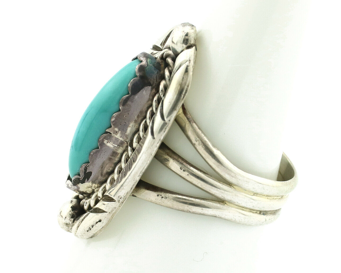 Navajo Ring .925 Silver Blue Turquoise Artist Signed V&N EDSITTY C.80's