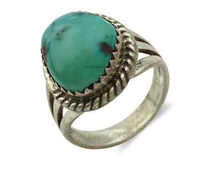 Navajo Ring .925 Silver Gober Turquoise Native American Artist C.1980's