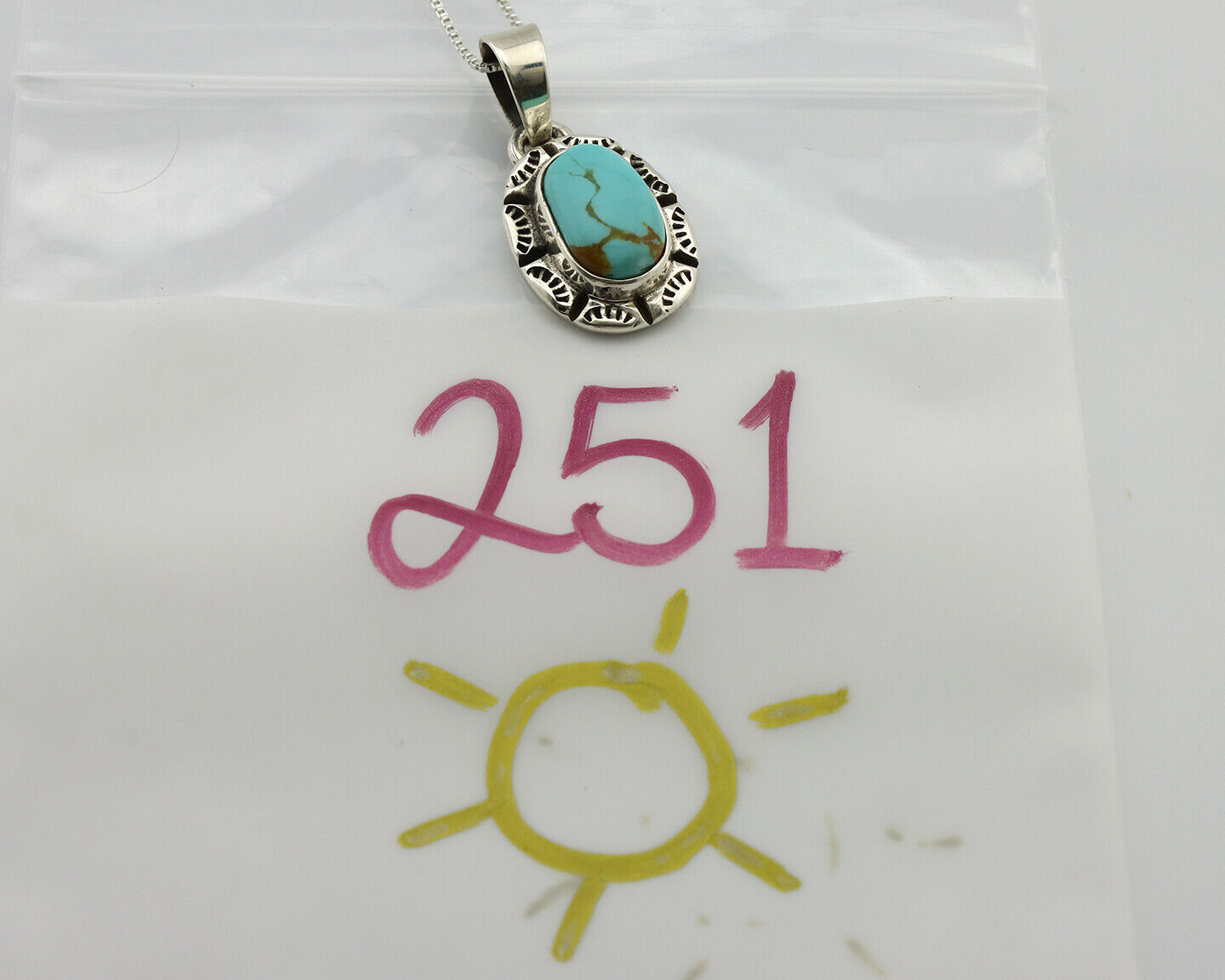 Navajo Necklace 925 Silver Kingman Turquoise Artist Signed Gecko C.80's
