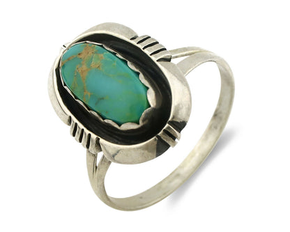 Navajo Ring .925 Silver Kingman Turquoise Handmade Native American Artist C.80's