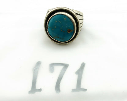 Navajo Ring .925 Silver Blue Gem Turquoise Artist Signed DZ C.80's