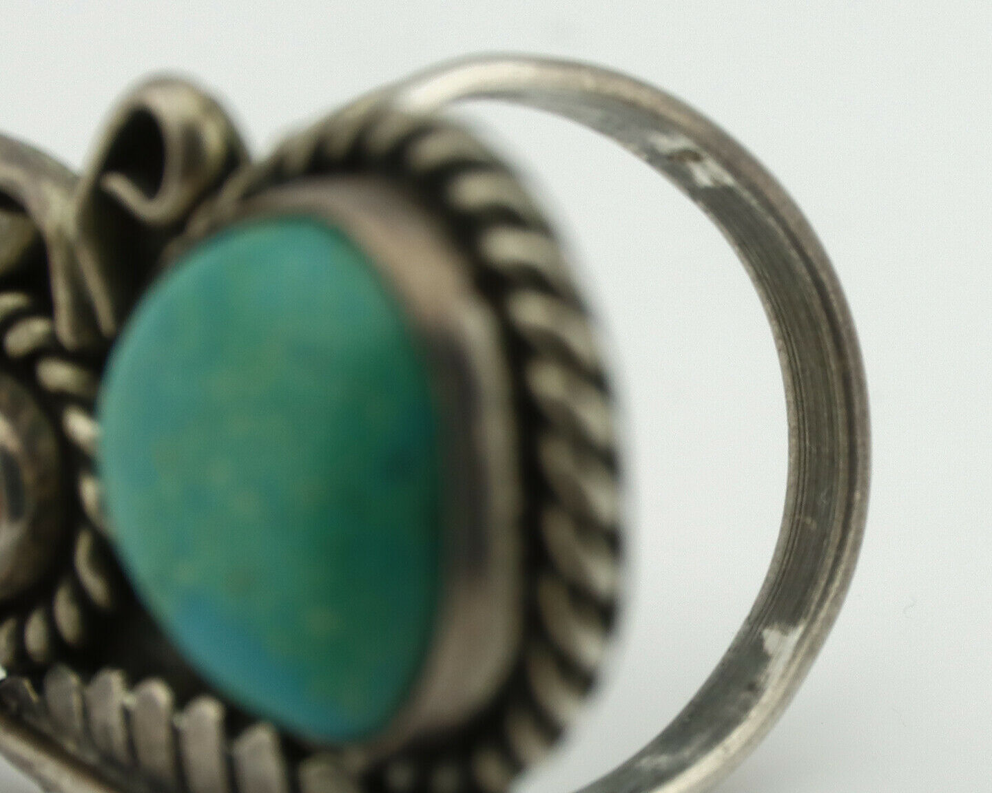 Navajo Ring .925 Silver Turquoise & Coral Native American Artist C.1975's
