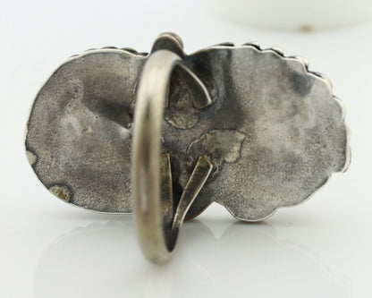 Navajo Handmade Ring 925 Silver Turquiose & Coral Native American Artist C.80's