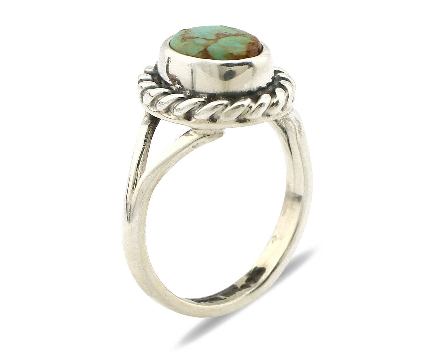 Navajo Ring .925 Silver Kingman Turquoise Artist Signed Gecko C.90's