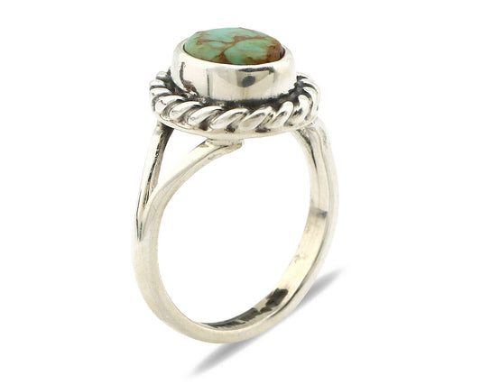 Navajo Ring .925 Silver Kingman Turquoise Artist Signed Gecko C.90's