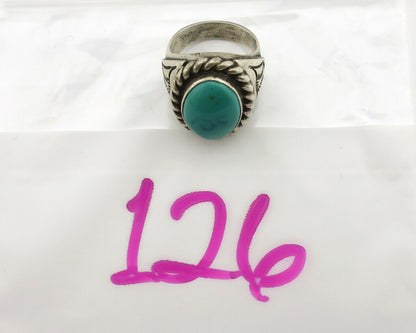 Navajo Ring .925 Silver Green Turquoise Artist Signed Apache Manufacturing C80s