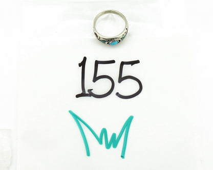 Navajo Handmade Ring 925 Silver Blue Turquoise & Coral Native American C.80's