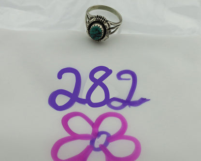 Navajo Ring .925 Silver Sleeping Beauty Turquoise Signed TLW C.80's