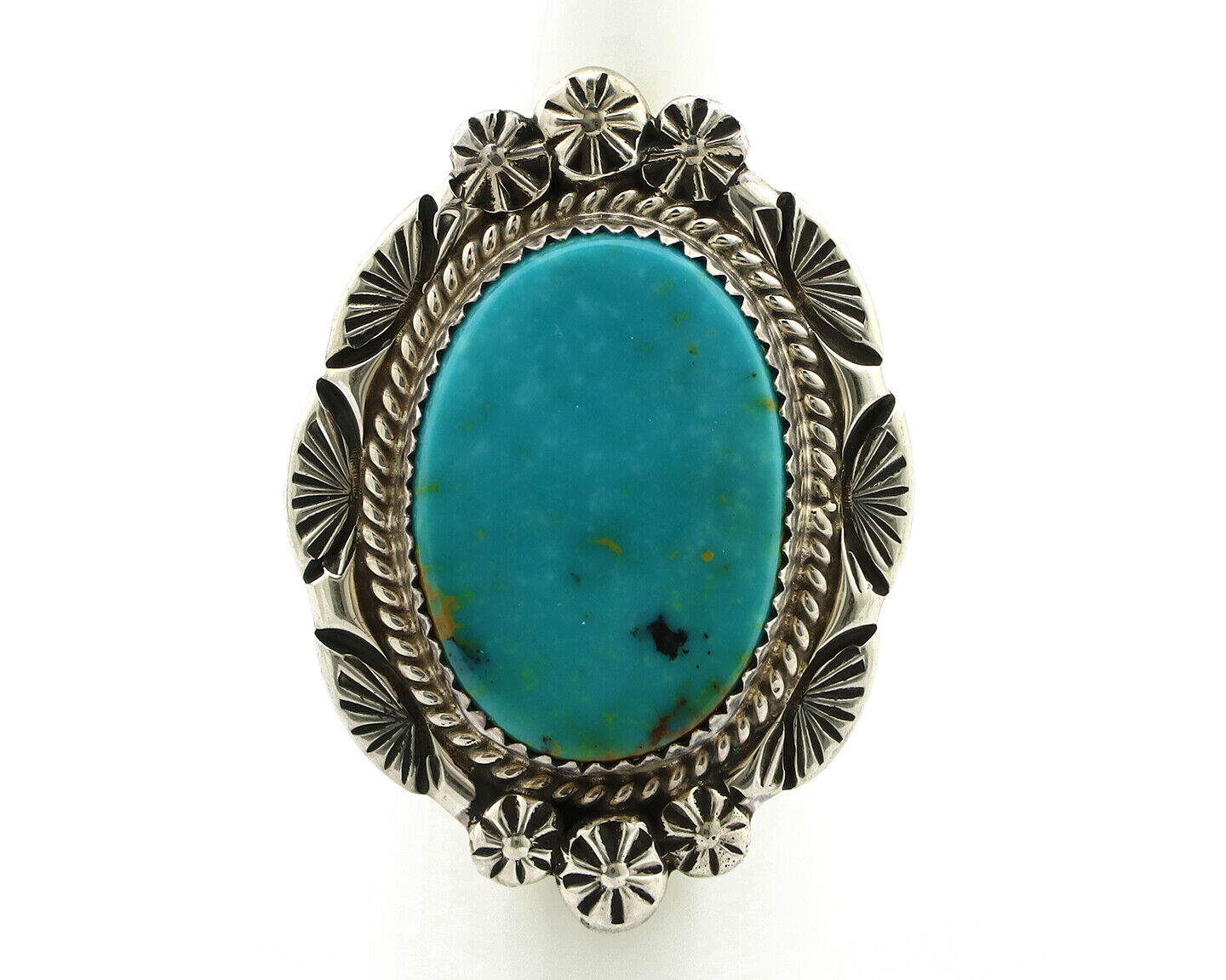 Navajo Ring 925 Silver Turquoise Mountain Artist Signed M Begay C.80's