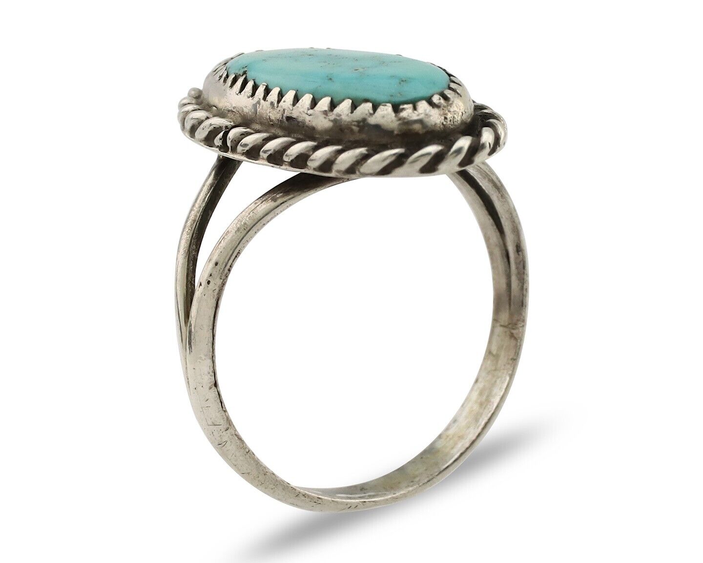 Navajo Handmade Ring 925 Silver Kingman Turquoise Artist Signed MC C.80's