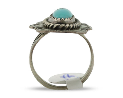 Navajo Ring .925 Silver Manassas Turquoise Native American Artist C.80's
