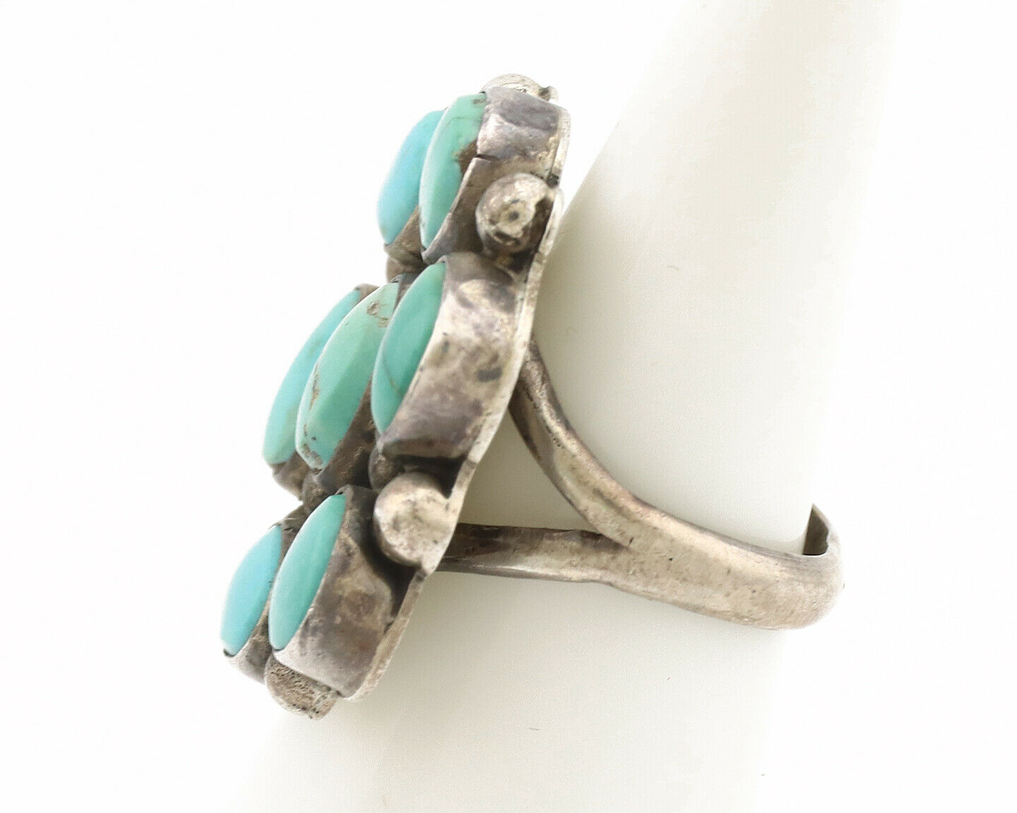 Navajo Ring .925 Silver Kingman Turquoise Artist Signed AG C.80's