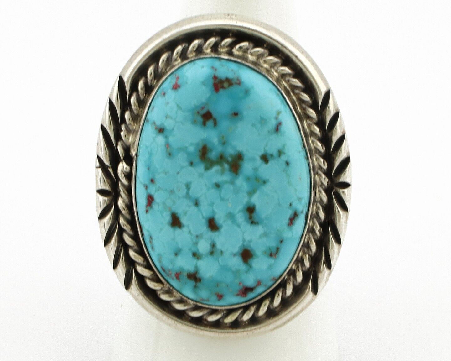 Navajo Ring 925 Silver Morenci Turquoise Signed Lee Bennett C.80's