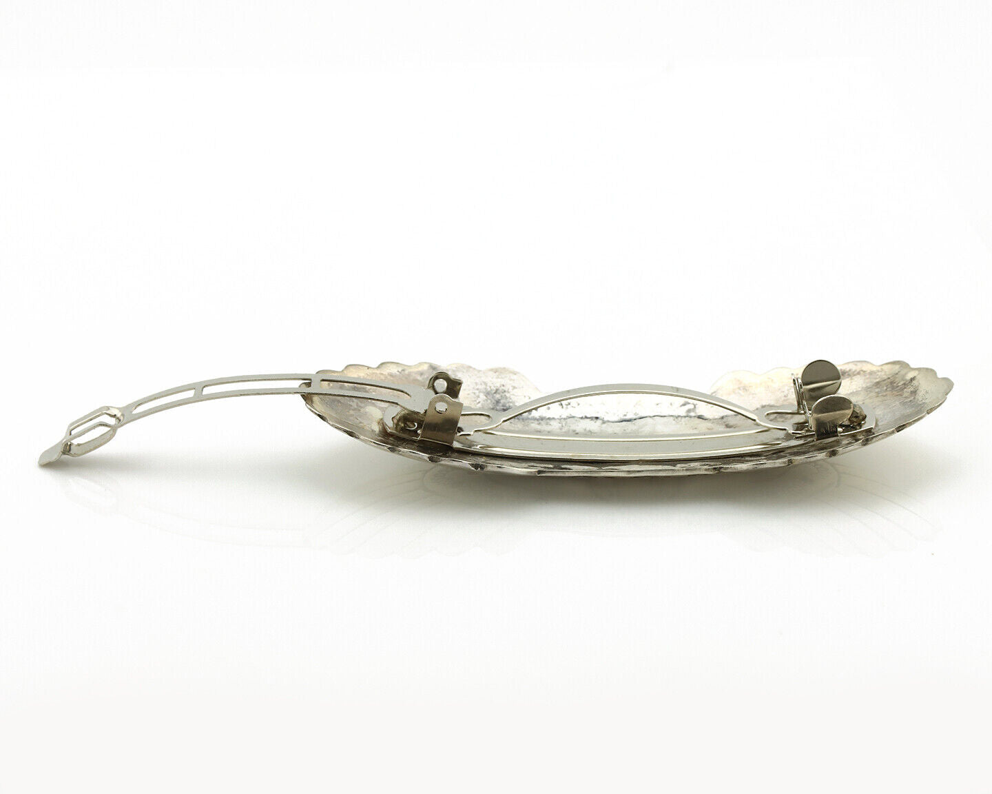 Navajo Hair Clip Barrette .925 Silver Hand Stamped Artist Signed C Montoya C80s
