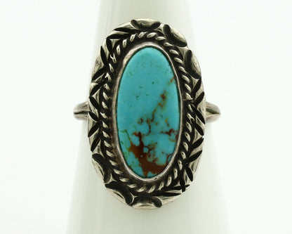 Navajo Ring .925 Silver Kingman Turquoise Native American Artist C.1980's