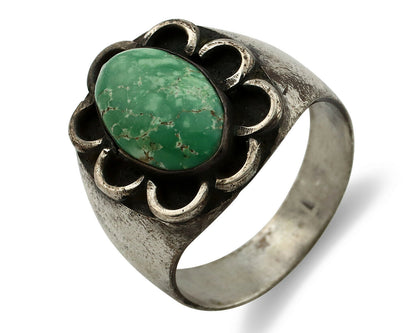 Navajo Ring .925 Silver Green Turquoise Native American Artist C.80's