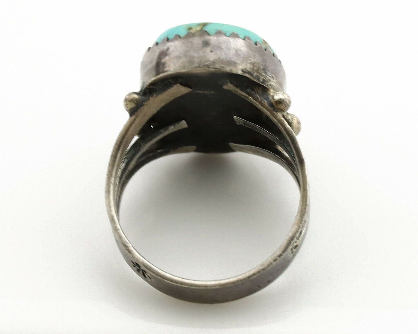 Navajo Ring .925 Silver Blue Turquoise Native American Artist C.1980's