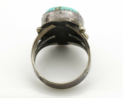 Navajo Ring .925 Silver Blue Turquoise Native American Artist C.1980's